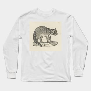 Raccoon Woodcut Long Sleeve T-Shirt